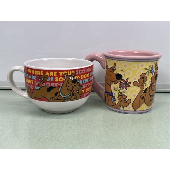 Scooby Doo Coffee Mug Lot Flowers Where Are You Pink Red Hanna Barbera - Picture 3 of 7